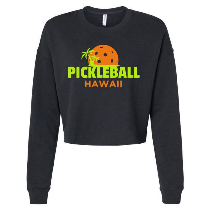 Pickleball Hawaii Palm Tree Gift Cropped Pullover Crew