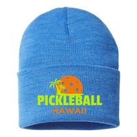 Pickleball Hawaii Palm Tree Gift Sustainable Knit Beanie