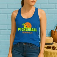 Pickleball Hawaii Palm Tree Gift Womens Tank Top