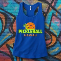 Pickleball Hawaii Palm Tree Gift Womens Tank Top
