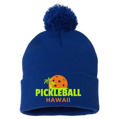 Pickleball Hawaii Palm Tree Gift Pom Pom 12in Knit Beanie