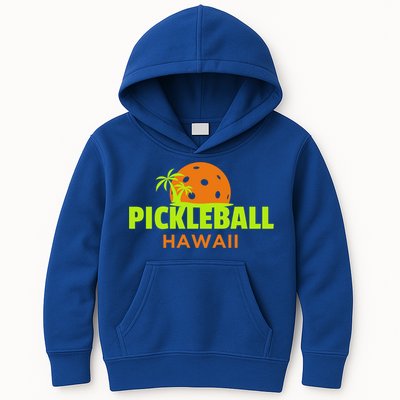 Pickleball Hawaii Palm Tree Gift Kids Hoodie