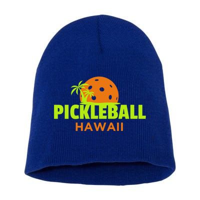 Pickleball Hawaii Palm Tree Gift Short Acrylic Beanie