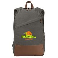 Pickleball Hawaii Palm Tree Gift Cotton Canvas Backpack