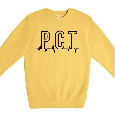 Pct Heartbeat Patient Care Technician Assistant Healthcare Gift Premium Crewneck Sweatshirt