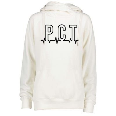 Pct Heartbeat Patient Care Technician Assistant Healthcare Gift Womens Funnel Neck Pullover Hood