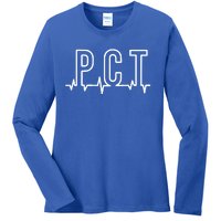 Pct Heartbeat Patient Care Technician Assistant Healthcare Gift Ladies Long Sleeve Shirt