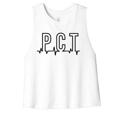 Pct Heartbeat Patient Care Technician Assistant Healthcare Gift Women's Racerback Cropped Tank