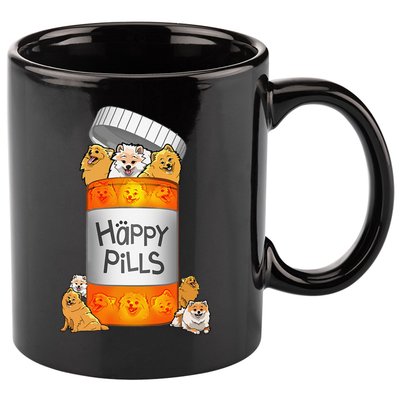 Pomeranian Happy Pills 11oz C Handle Ceramic Mug
