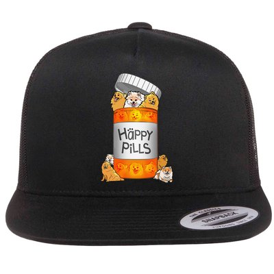 Pomeranian Happy Pills Flatbill Hat