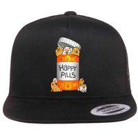 Pomeranian Happy Pills Flat Bill Trucker Hat