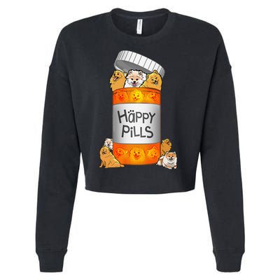 Pomeranian Happy Pills Cropped Pullover Crew