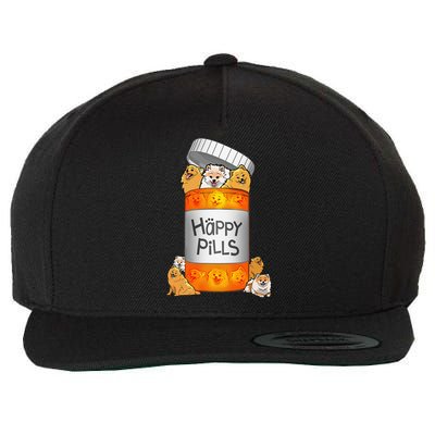 Pomeranian Happy Pills Wool Snapback Cap