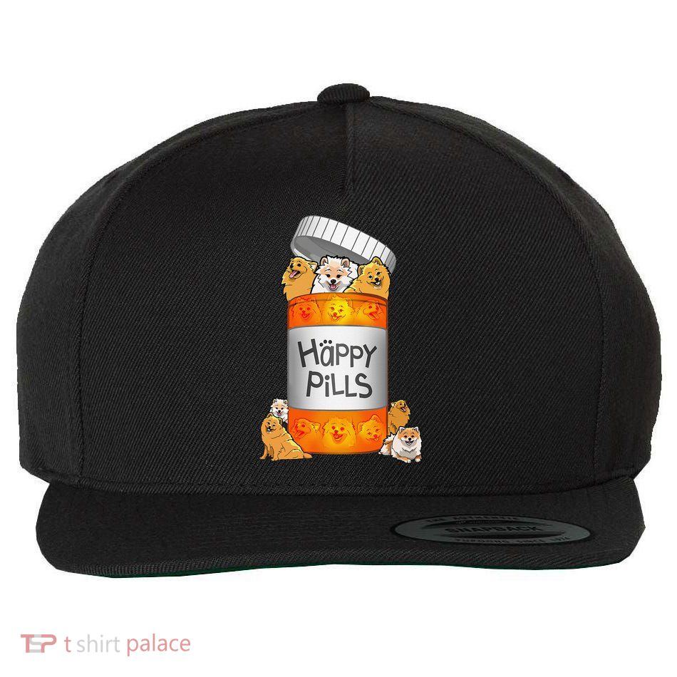 Pomeranian Happy Pills Wool Snapback Cap