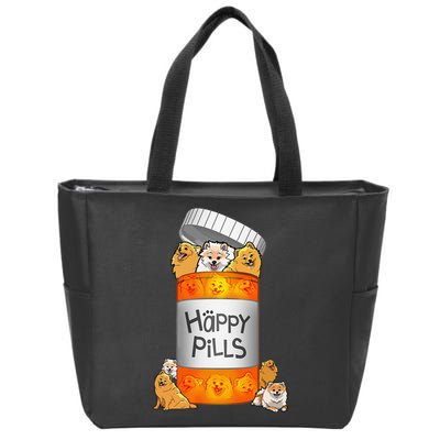 Pomeranian Happy Pills Zip Tote Bag