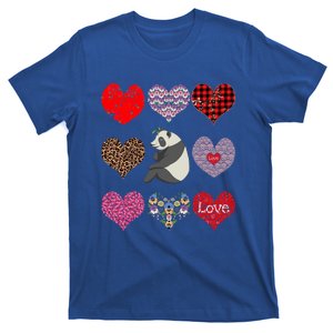 Panda Hearts Pattern Cute Floral Panda Lover Valentines Day Gift T-Shirt