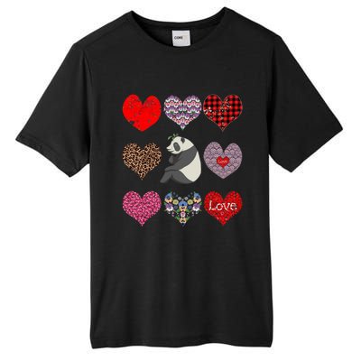 Panda Hearts Pattern Cute Floral Panda Lover Valentines Day Gift Tall Fusion ChromaSoft Performance T-Shirt