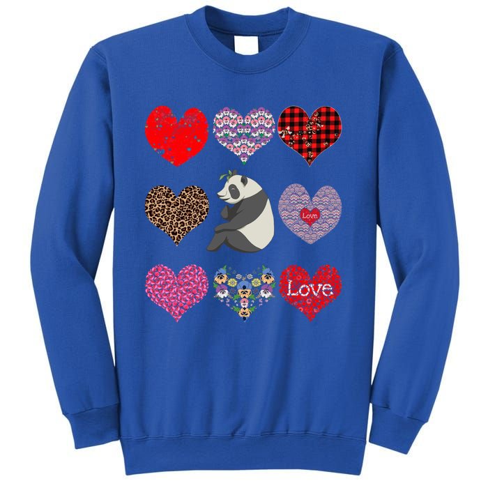 Panda Hearts Pattern Cute Floral Panda Lover Valentines Day Gift Sweatshirt