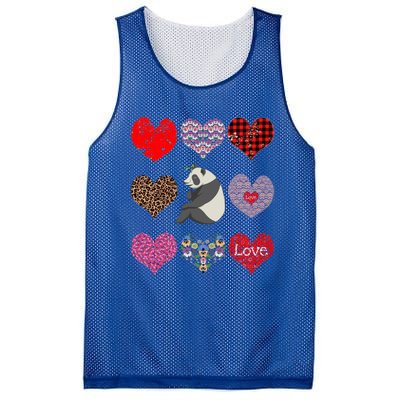 Panda Hearts Pattern Cute Floral Panda Lover Valentines Day Gift Mesh Reversible Basketball Jersey Tank