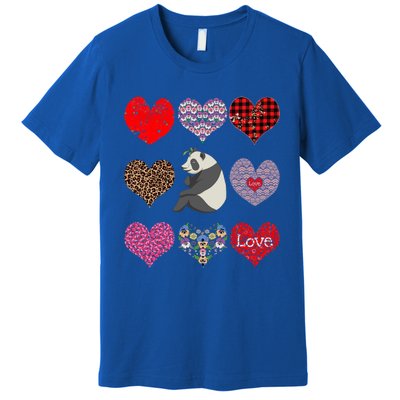 Panda Hearts Pattern Cute Floral Panda Lover Valentines Day Gift Premium T-Shirt