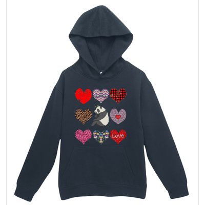 Panda Hearts Pattern Cute Floral Panda Lover Valentines Day Gift Urban Pullover Hoodie