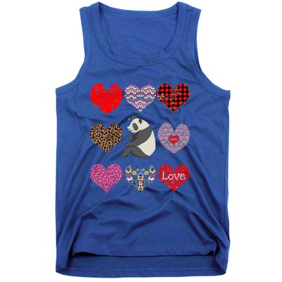 Panda Hearts Pattern Cute Floral Panda Lover Valentines Day Gift Tank Top