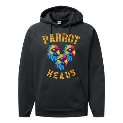 Parrot Heads Parrot Pirates Relax Vacation Performance Fleece Hoodie