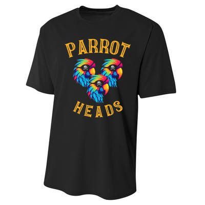 Parrot Heads Parrot Pirates Relax Vacation Performance Sprint T-Shirt