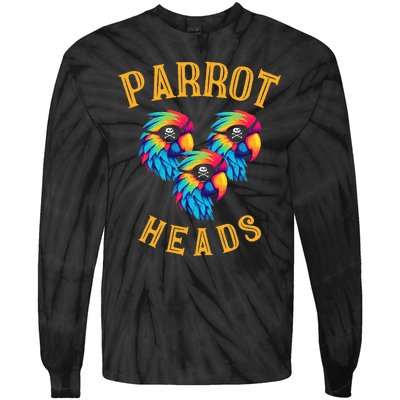 Parrot Heads Parrot Pirates Relax Vacation Tie-Dye Long Sleeve Shirt