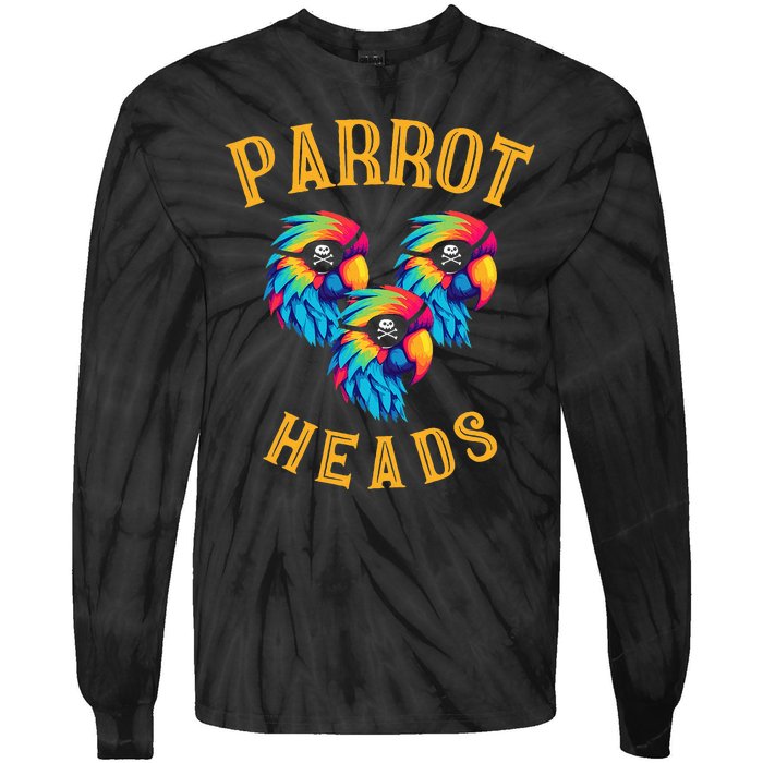 Parrot Heads Parrot Pirates Relax Vacation Tie-Dye Long Sleeve Shirt