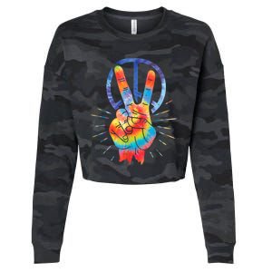 Peace Hand Peace Sign Tie Dye Cropped Pullover Crew