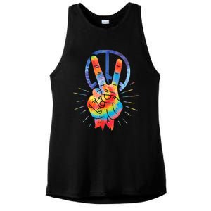 Peace Hand Peace Sign Tie Dye Ladies PosiCharge Tri-Blend Wicking Tank