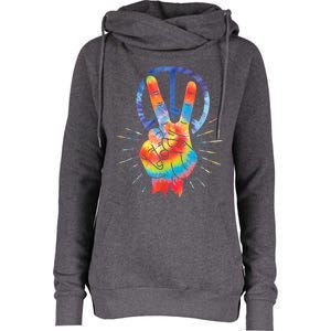 Peace Hand Peace Sign Tie Dye Womens Funnel Neck Pullover Hood