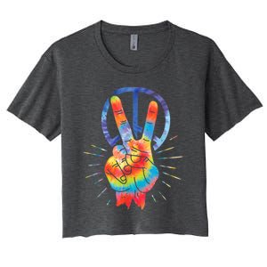 Peace Hand Peace Sign Tie Dye Women's Crop Top Tee