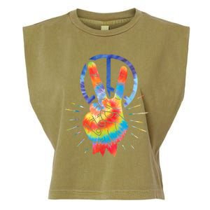 Peace Hand Peace Sign Tie Dye Garment-Dyed Women's Muscle Tee