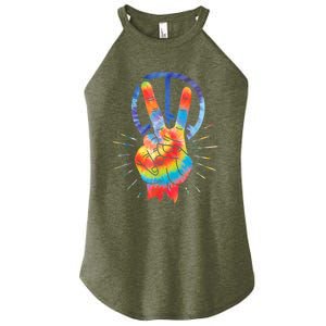 Peace Hand Peace Sign Tie Dye Women's Perfect Tri Rocker Tank