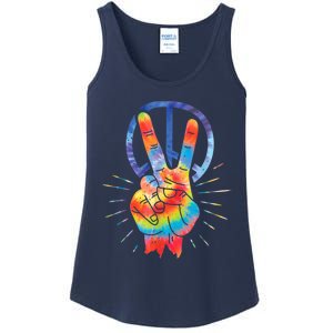 Peace Hand Peace Sign Tie Dye Ladies Essential Tank