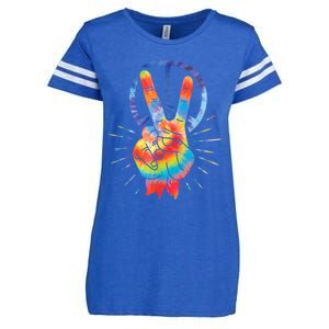 Peace Hand Peace Sign Tie Dye Enza Ladies Jersey Football T-Shirt