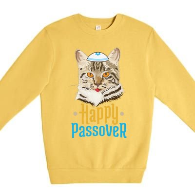 Passover Happy Passover Cat Funny Seder Jewish Holiday Premium Crewneck Sweatshirt