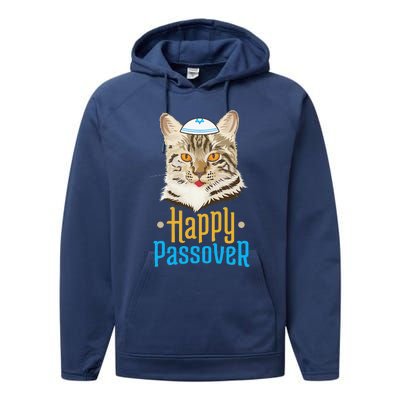 Passover Happy Passover Cat Funny Seder Jewish Holiday Performance Fleece Hoodie