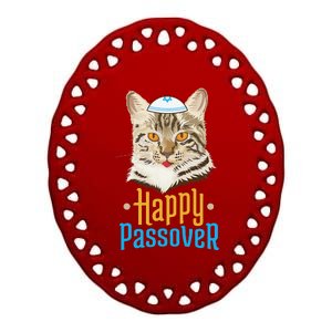 Passover Happy Passover Cat Funny Seder Jewish Holiday Ceramic Oval Ornament