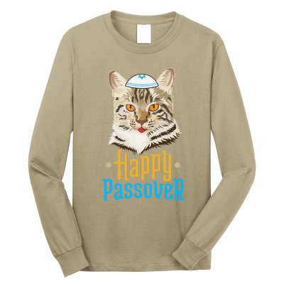 Passover Happy Passover Cat Funny Seder Jewish Holiday Long Sleeve Shirt