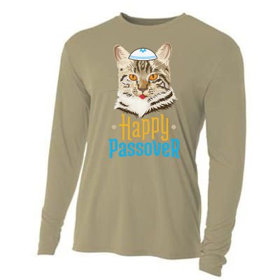 Passover Happy Passover Cat Funny Seder Jewish Holiday Cooling Performance Long Sleeve Crew