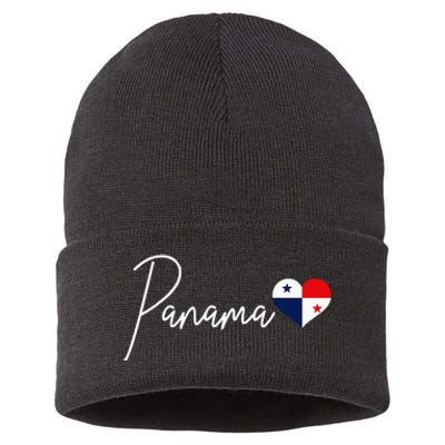 Panama Heart Pride Panamanian Flag Sustainable Knit Beanie