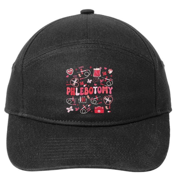 Phlebotomist Heart Phlebotomy Nurse Tech 7-Panel Snapback Hat