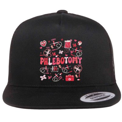 Phlebotomist Heart Phlebotomy Nurse Tech Flat Bill Trucker Hat
