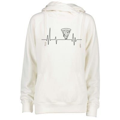 Pizza Heartbeat Womens Funnel Neck Pullover Hood