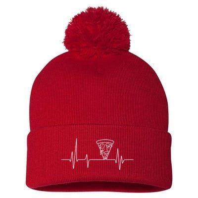 Pizza Heartbeat Pom Pom 12in Knit Beanie