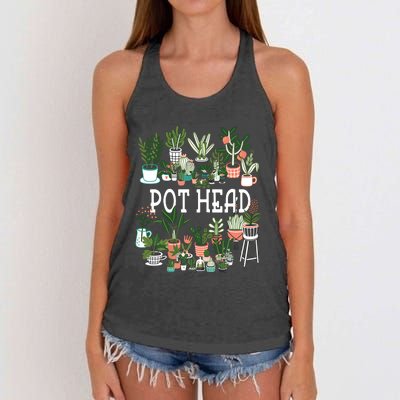 Pot Head Plant Lover GiftCrazy Plant Lady Plant Mom Women's Knotted Racerback Tank