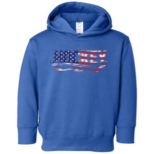 Patriotic Hockey Player Hockey Sticks Usa Flag Ice Hockey Gift Toddler Hoodie